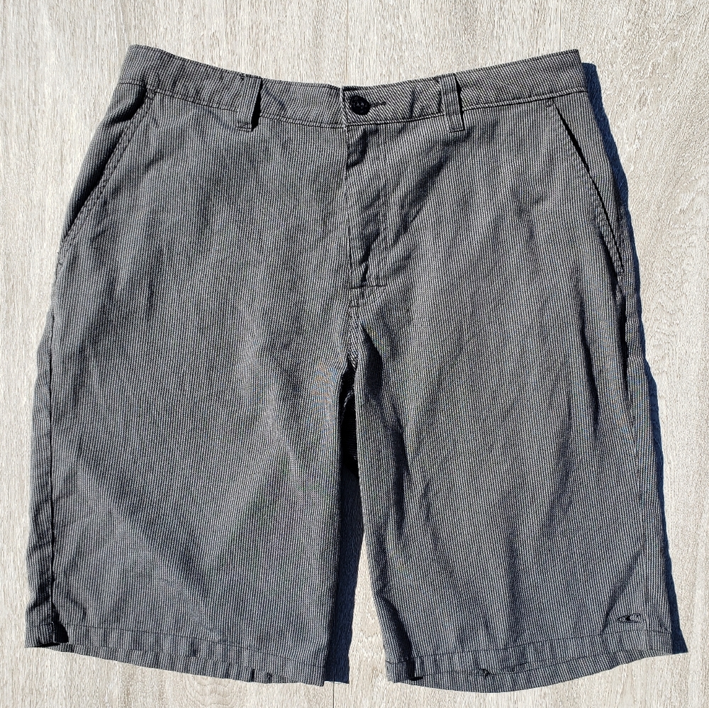 O'Neil Gray Pinstripe Chino Shorts 34